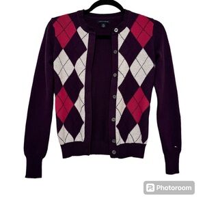 Red and White plaid cardigan